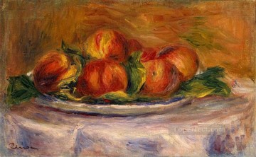  Plato Obras - Melocotones en un plato bodegón Pierre Auguste Renoir